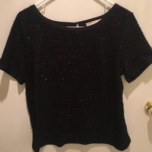 LOFT black sparkle short sleeve top